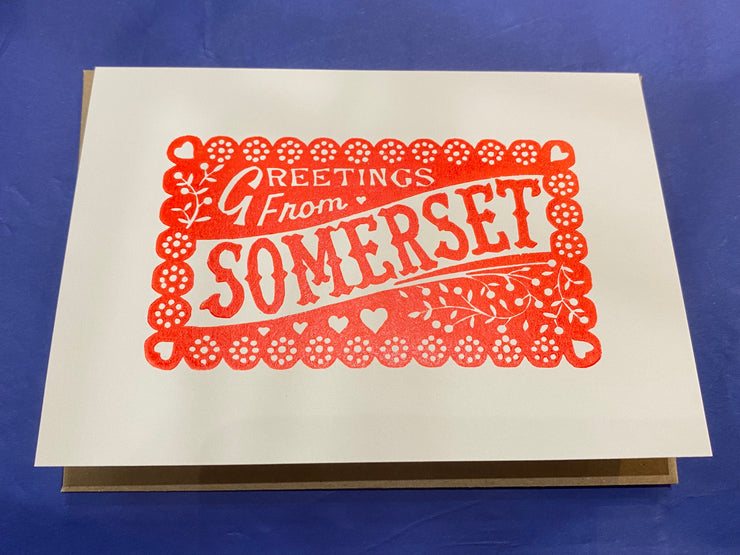 Pressed and Folded Card - Greetings From Somerset