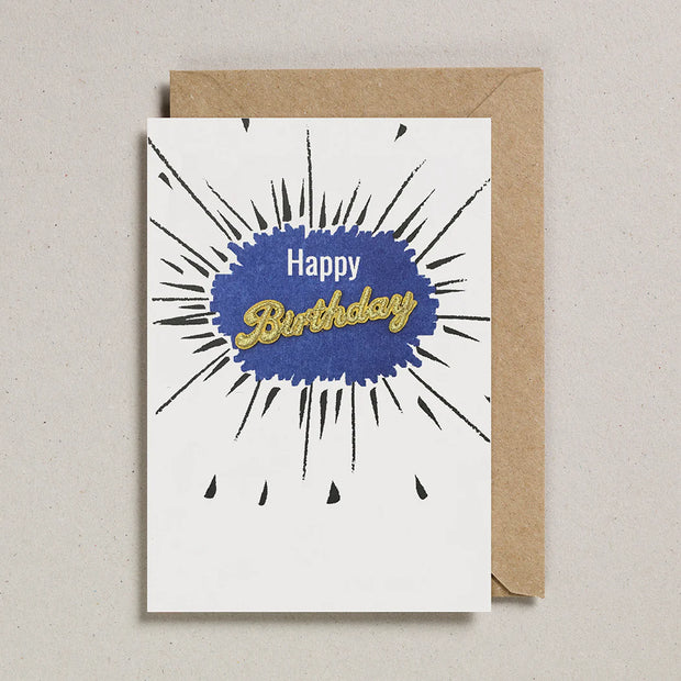 Petra Boase Embroidered Happy Birthday Card - Navy