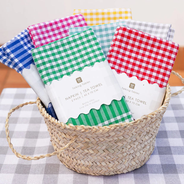 Gingham Fabric Napkins/Tea Towels - Sets of 2