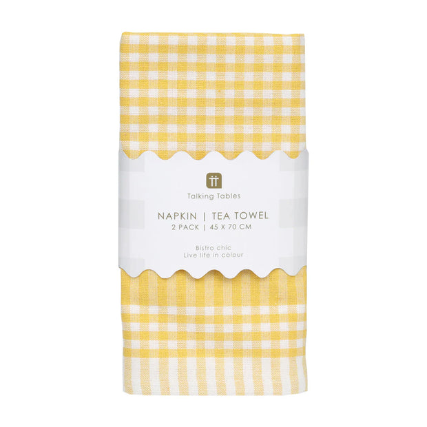 Gingham Fabric Napkins/Tea Towels - Sets of 2