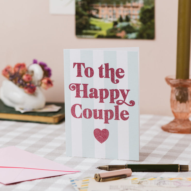 To The Happy Couple Striped Card with Biodegradable Glitter