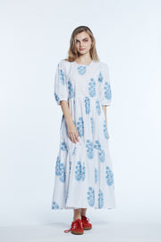 SZ Blockprints Gaia Dress In Cashmere Blue