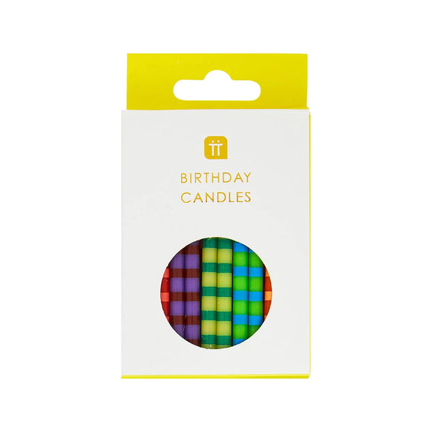 Birthday Striped Multi-Coloured Candles - 24 Pack