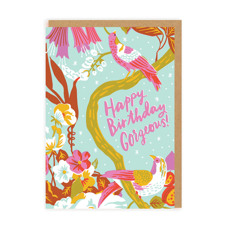 Happy Birthday Gorgeous Tropical Birds Card