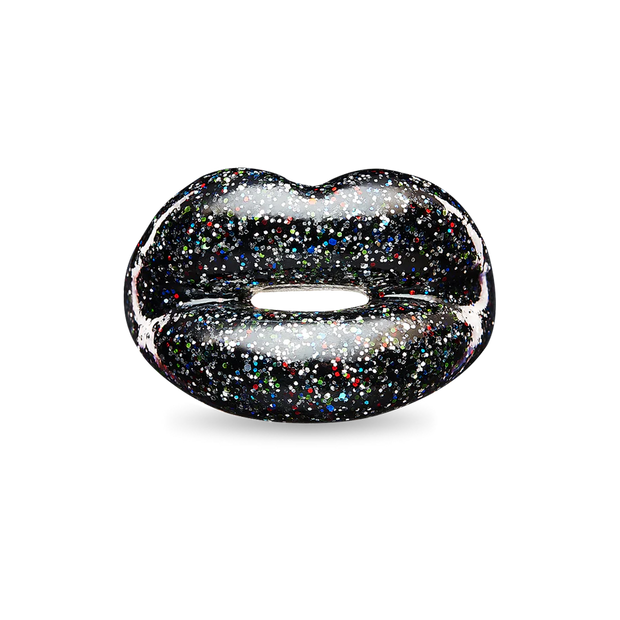 Black Glitter HOTLIPS Ring by Solange