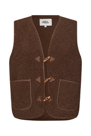 Lollys Laundry Vada Fleece Vest in Mocha