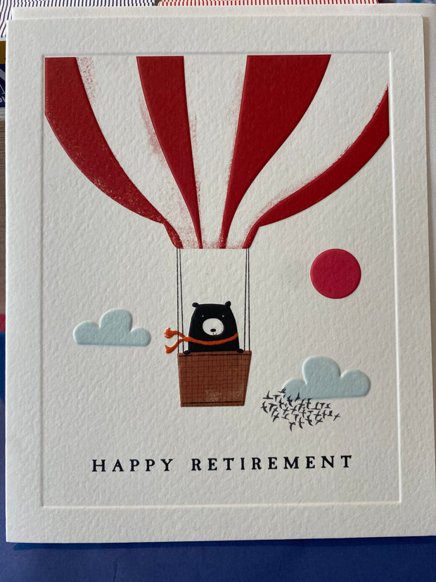 Happy Retirement Hot Air Balloon Bear Card