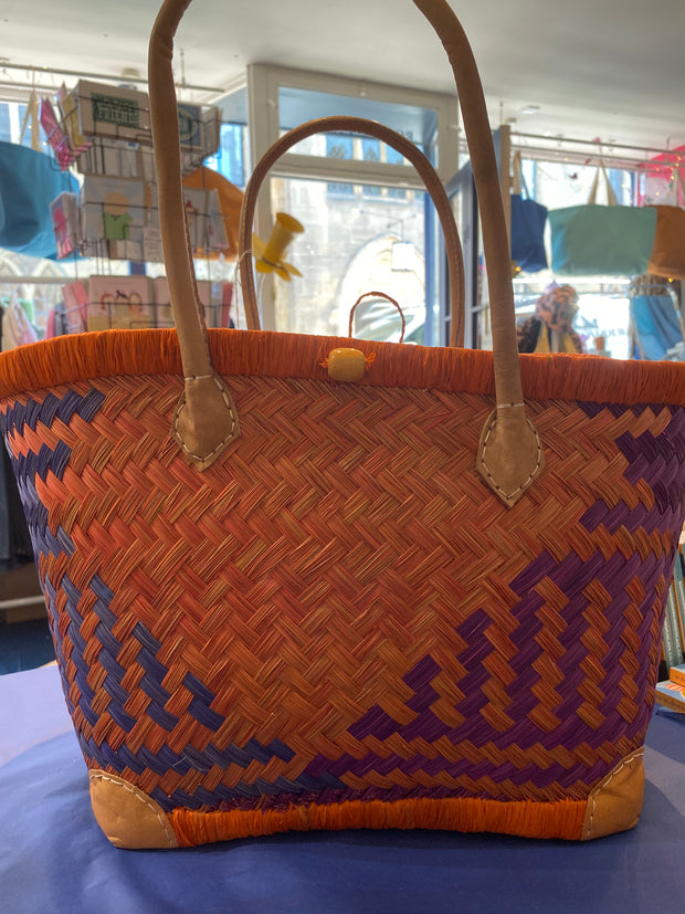 French Bliss Small Deluxe Market Basket - Purple & Orange