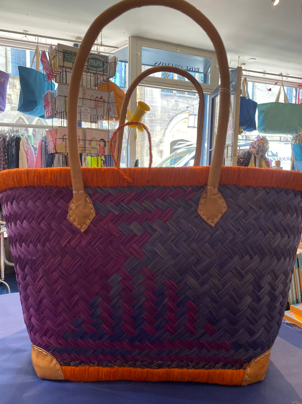French Bliss Small Deluxe Market Basket - Purple & Orange
