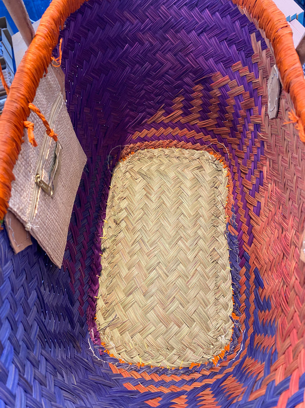 French Bliss Small Deluxe Market Basket - Purple & Orange
