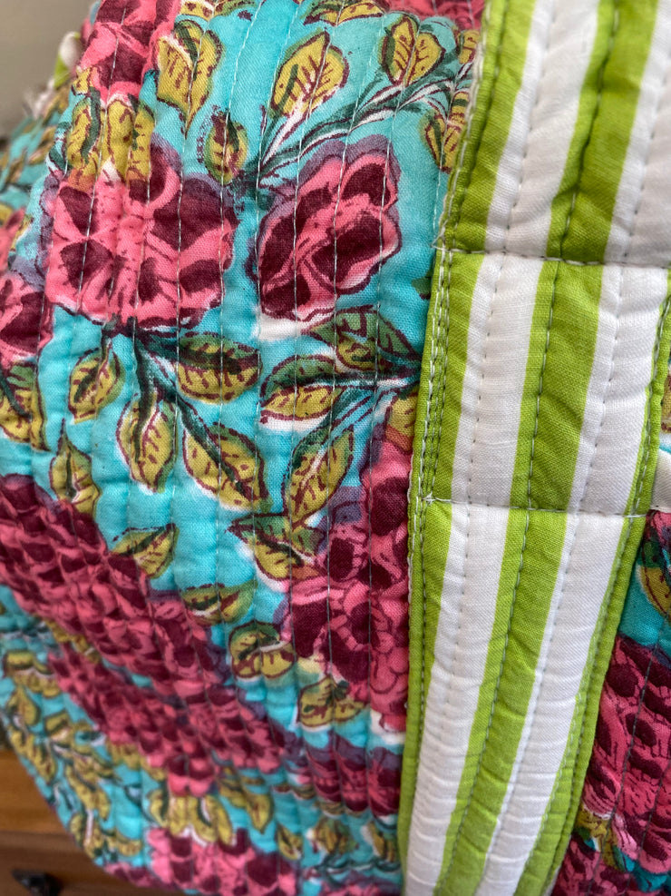 Twizzell Indian Block Print Weekend Bag - Blue Rose