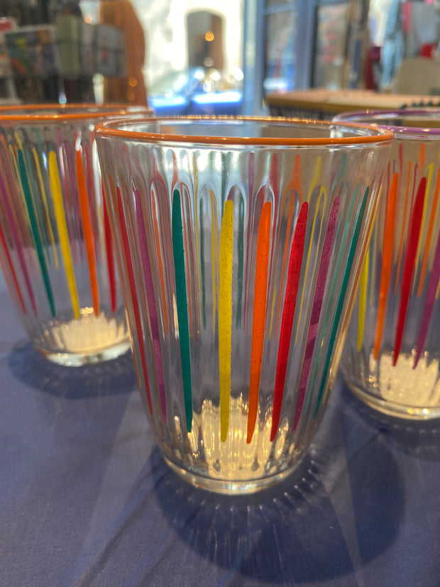 Bright Striped Multi Colour Glasses - Tall Tumblers