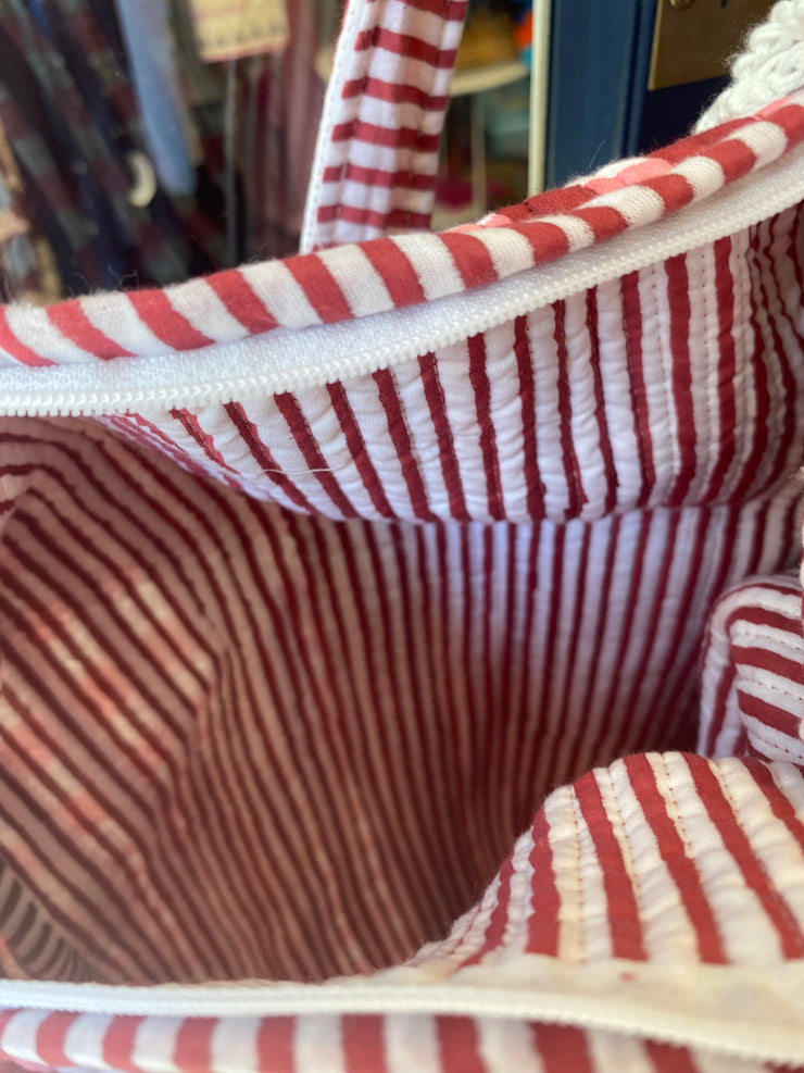 Twizzell Indian Block Print Weekend Bag - Pink & Red Gingham