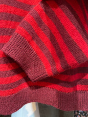 Jumper 1234 Narrow Stripe Cashmere Roll Collar - Burgundy & Dull Red