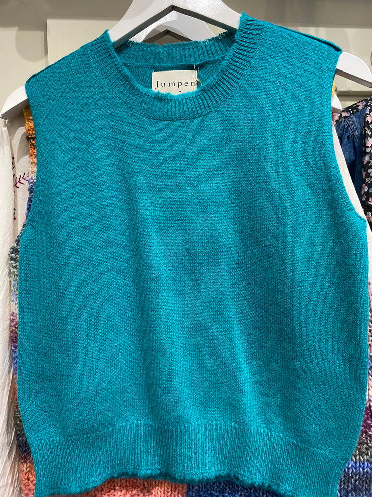 Jumper 1234 Cashmere Distressed Tank - Baikal Green