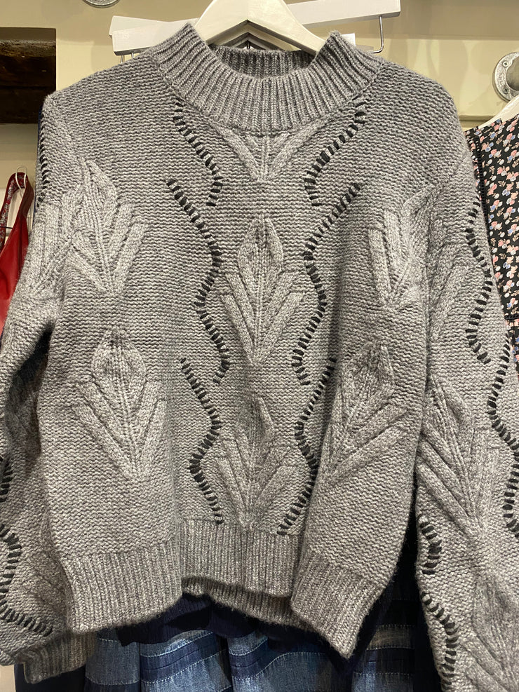 Jumper 1234 Cashmere Overstitch Cable Turtle Neck
