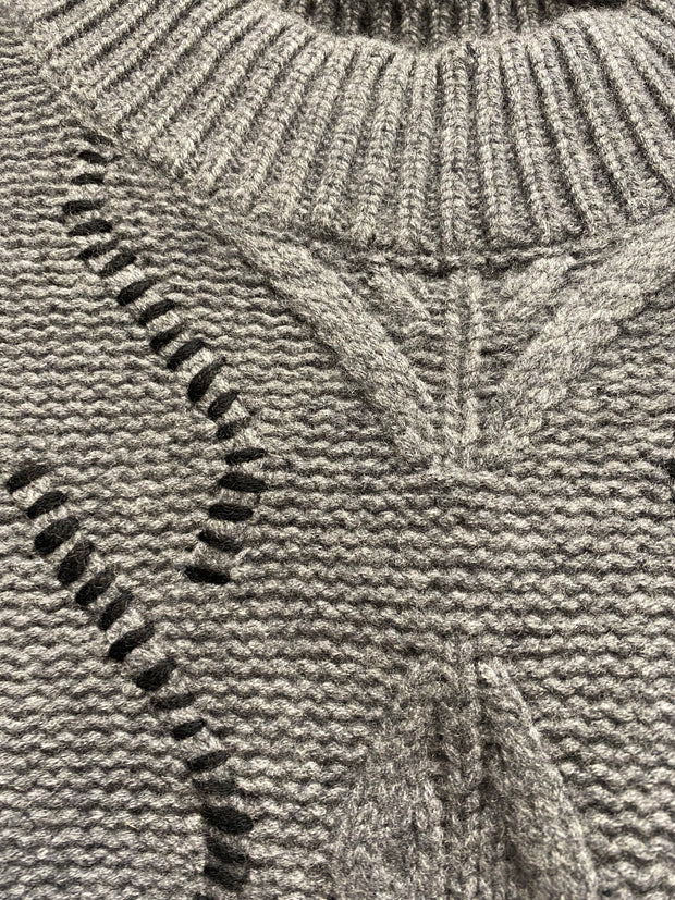 Jumper 1234 Cashmere Overstitch Cable Turtle Neck