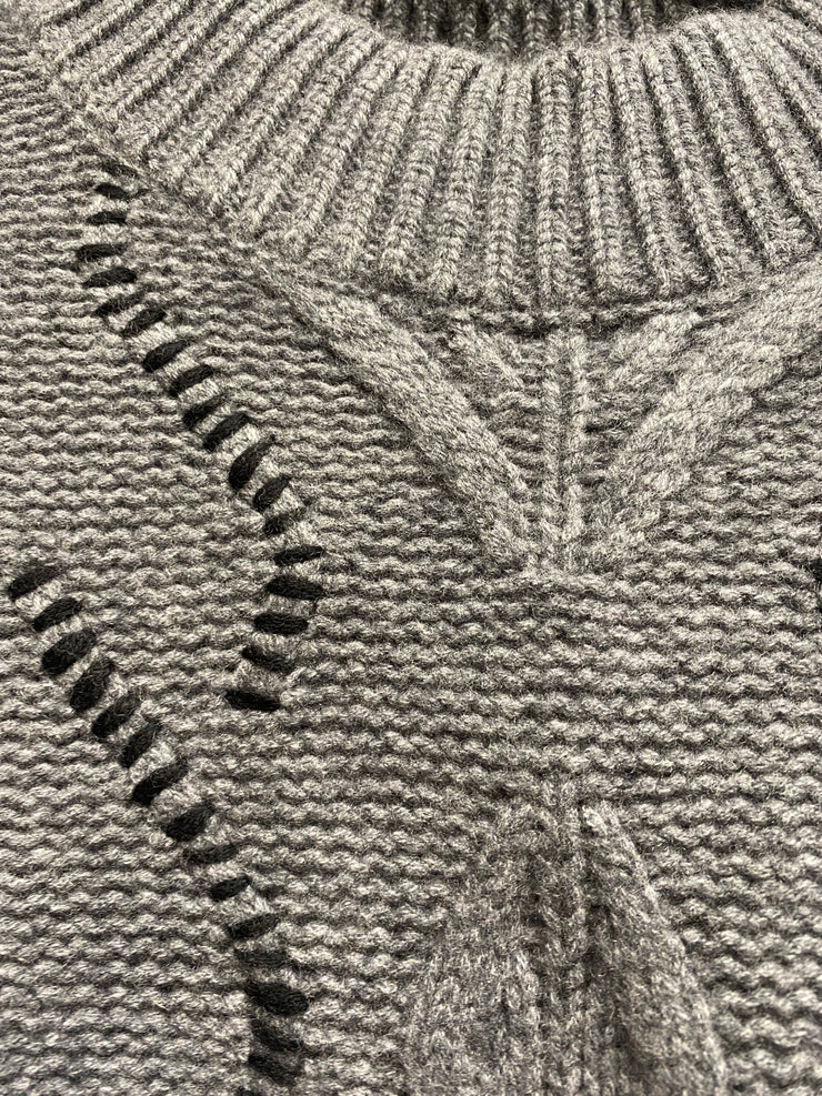 Jumper 1234 Cashmere Overstitch Cable Turtle Neck