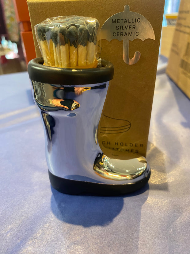 Wellington Boot Match Holders With Matches - Chrome