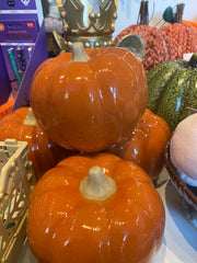 Medium Ceramic Pumpkin Ornament - Orange