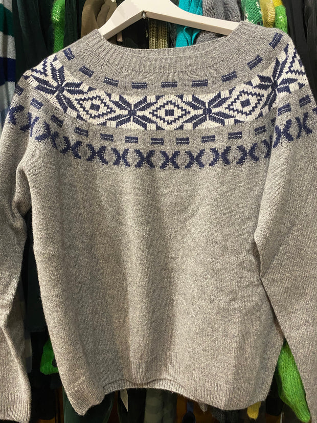 Inga Fairisle Grey Cashmere Jumper