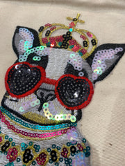 Sequin Dog Canvas Tote Bag