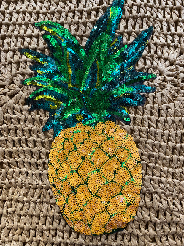 Sequin Pineapple Straw Bag