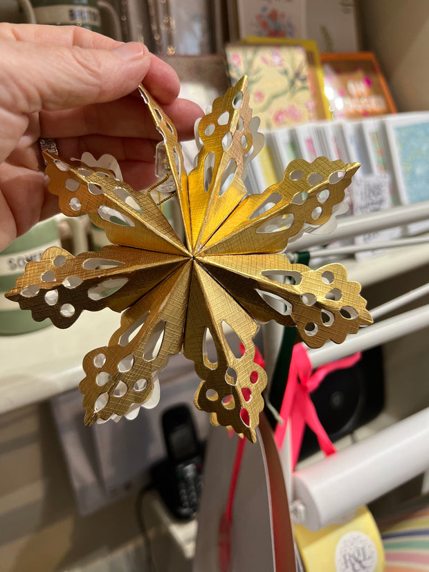 Gold Fretwork Snowflake Decoration