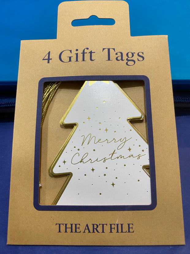 Gift Tags - Set of 4 - White & Gold Tree