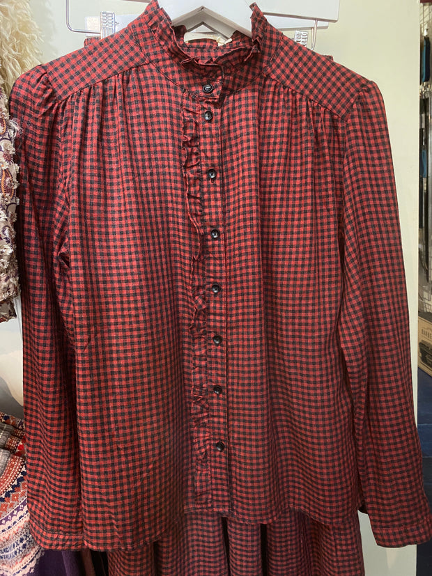 Luna Llena Red Checked Blouse