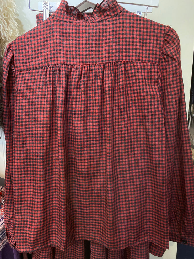 Luna Llena Red Checked Blouse