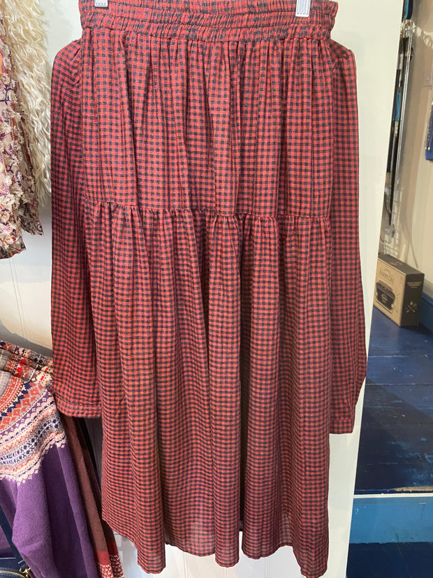 Luna Llena Red Checked Skirt