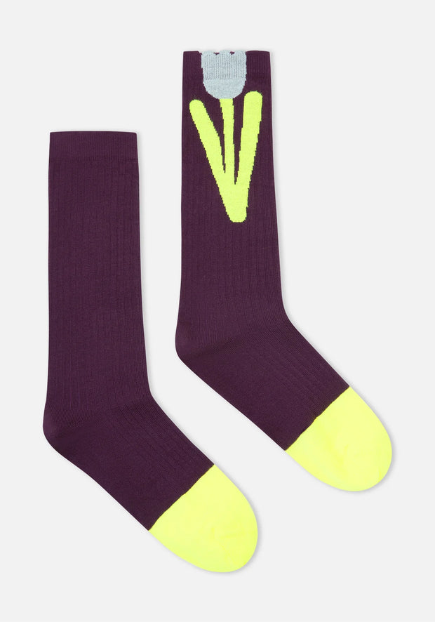 Dr Bloom Tulip Socks - Aubergine