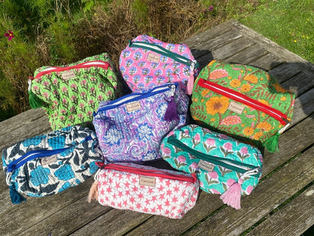 Twizzell Indian Block Print Wash Bags - Large