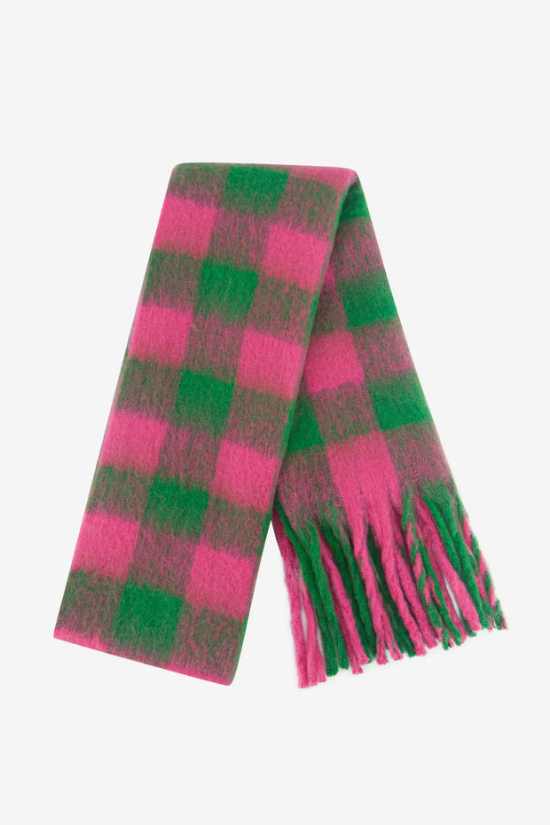 Joey Chequered Pink & Green Scarf