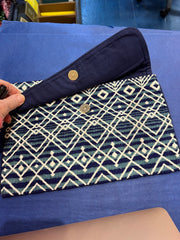 Somerville Woven Cotton Navy Clutch Bag