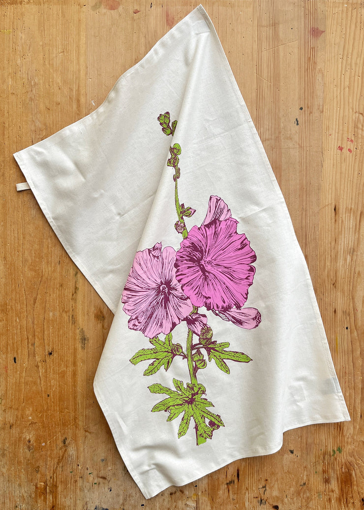 Lottie Day Tea Towel - Hollyhocks