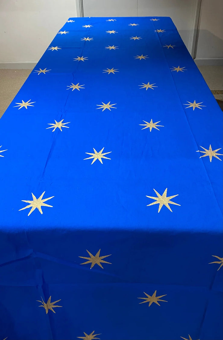 Twizzell Blue and Gold Star Tablecloth