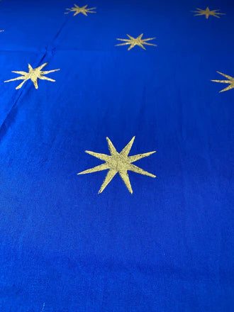 Twizzell Blue and Gold Star Tablecloth