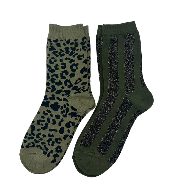 Sixton London Ivy Leopard & Berlin Sock Duo with Star Pin