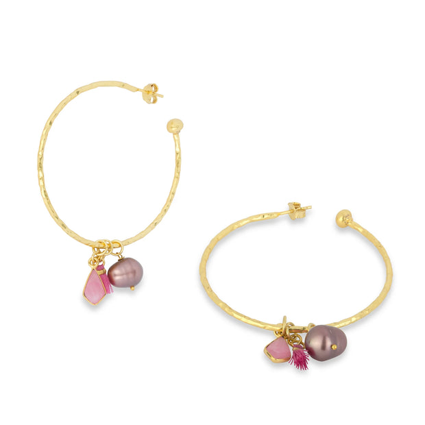 Ashiana Nicky Charm Hoops - Large Pink