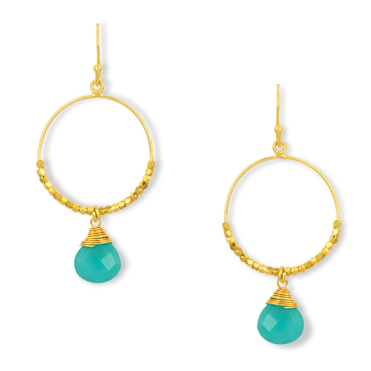 Ashiana Marie Hoop Earrings - Aqua Chalcedonay