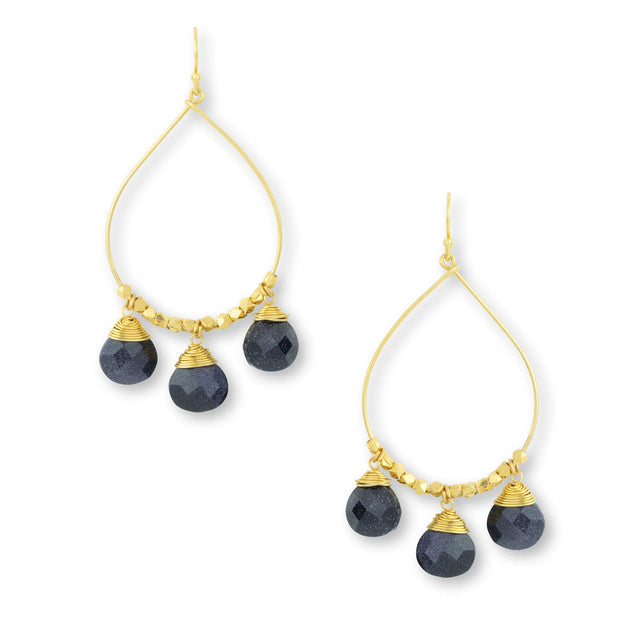 Ashiana Bella Hoop & Gem Earrings - Navy Sunstone