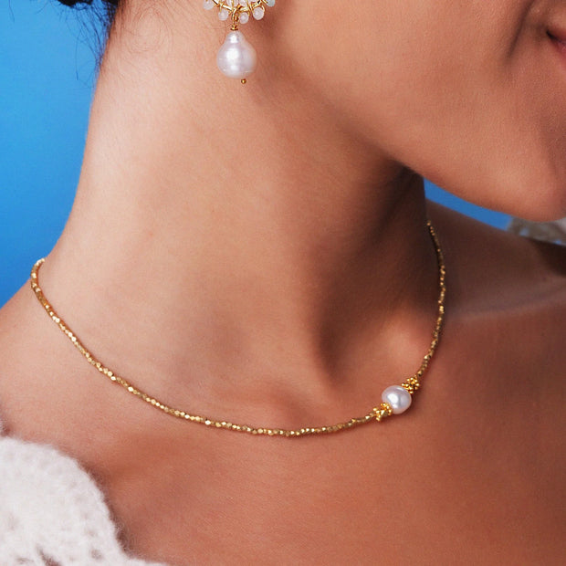 Ashiana Bluebell Choker Necklace - Freshwater Pearl