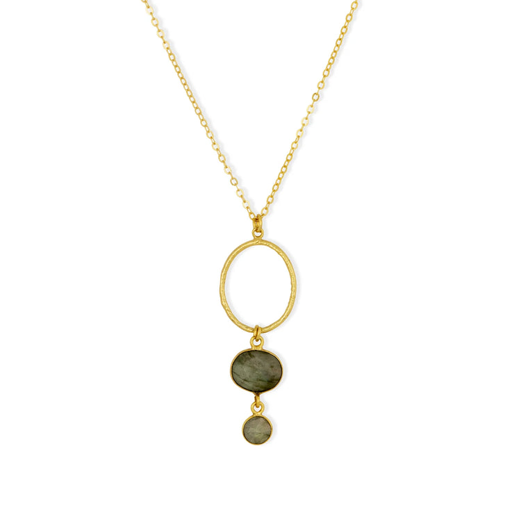 Ashiana Cadiz Labradorite Gemstone Hoop Necklace