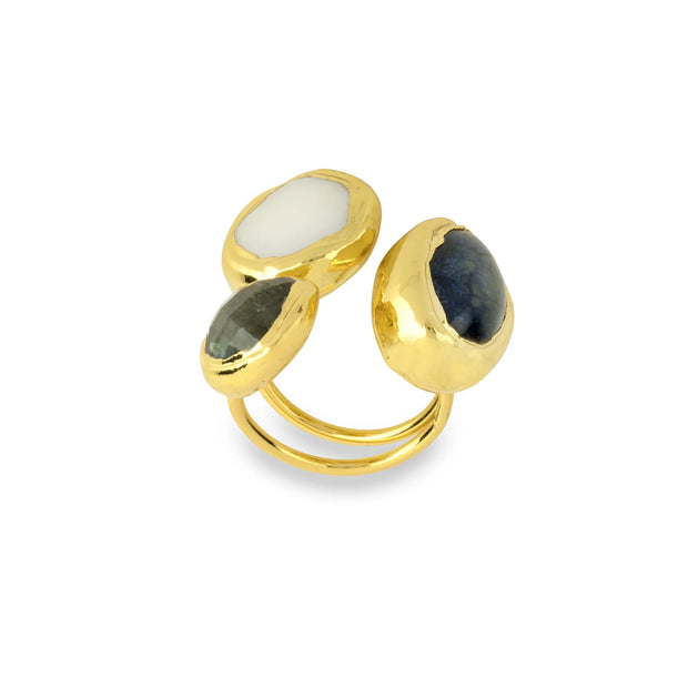 Ashiana Amelie Navy Adjustable Ring