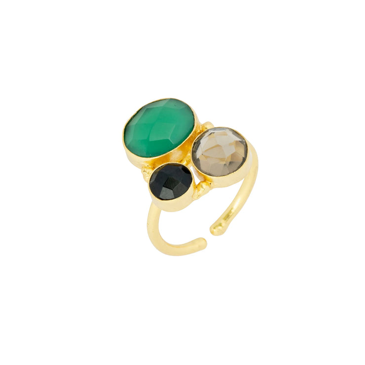 Ashiana Florence Ring in Green & Black