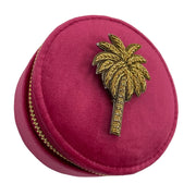 Sixton Recycled Velvet Jewellery Case with Palm Tree Pin