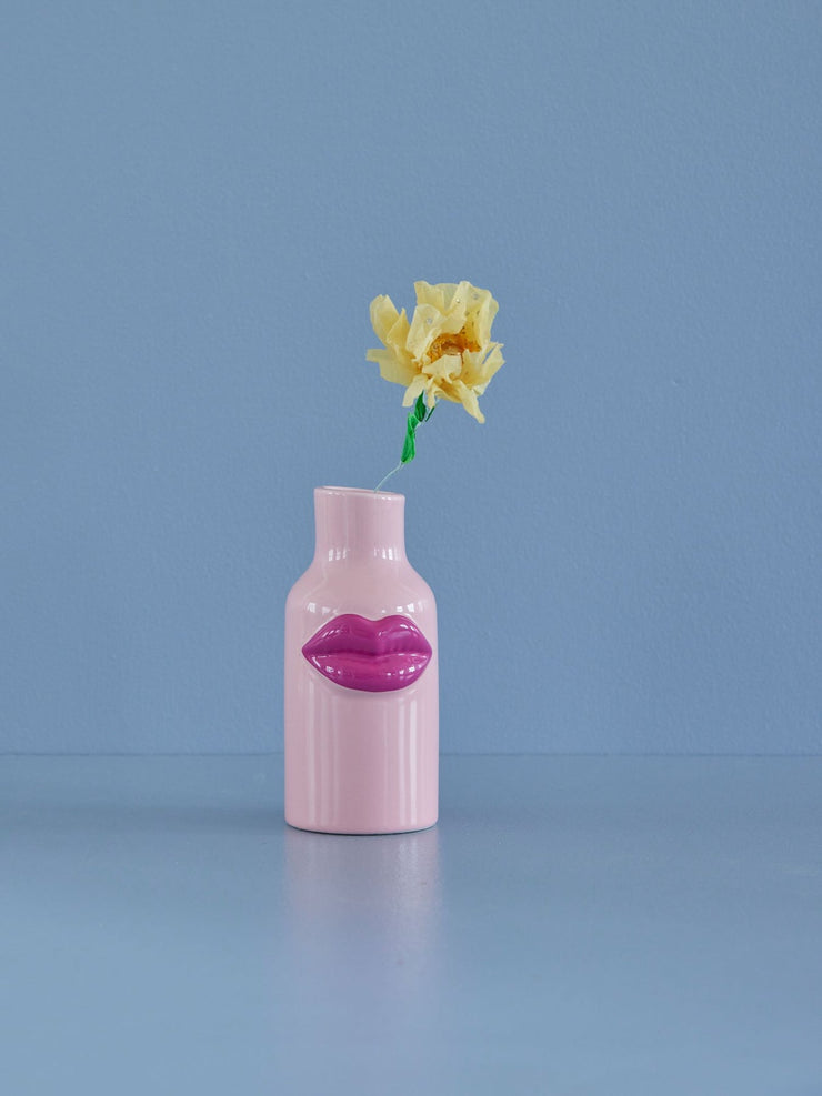 Pink Ceramic Lips Vase - Small