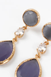 My Doris Grey Lilac Stone Triple Drop Earrings